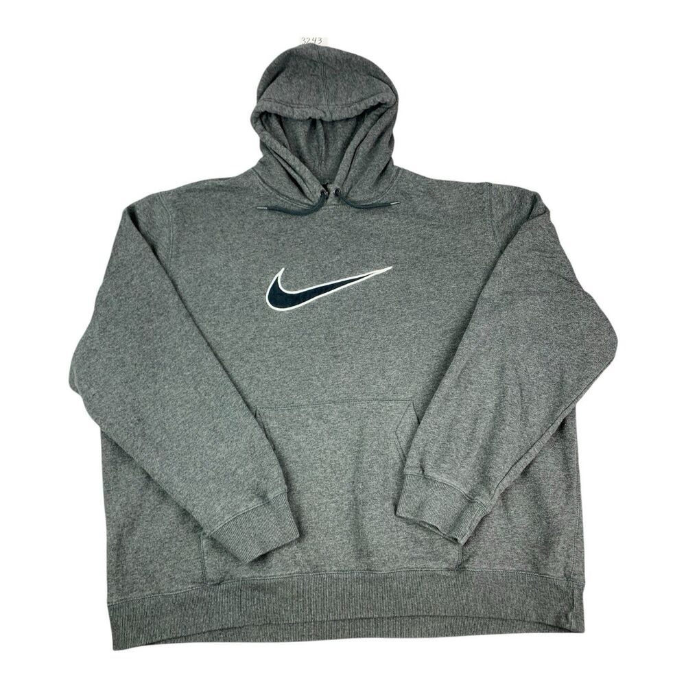 Nike Men's Hoodie Pullover Sweatshirt Gray Cotton Polyester Blend Size 2XL